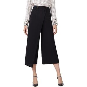 Club Monaco Yolande Pant Wide Leg Asymmetric Wrap Cropped Flowy Black Sailor 0